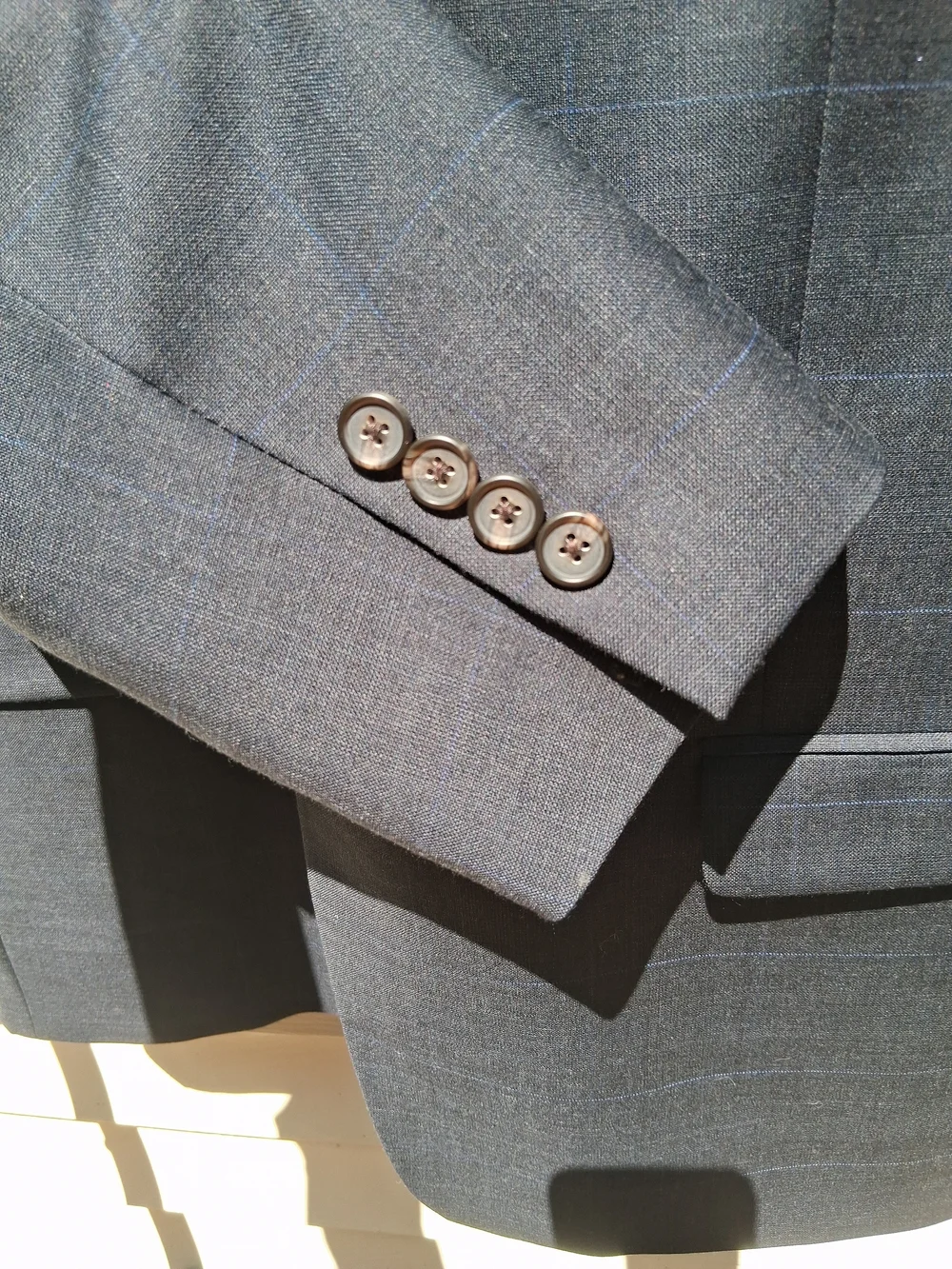 Lauren Ralph Lauren Mens 46R Wool Navy Blue Windowpane Sport Coat Jacket
